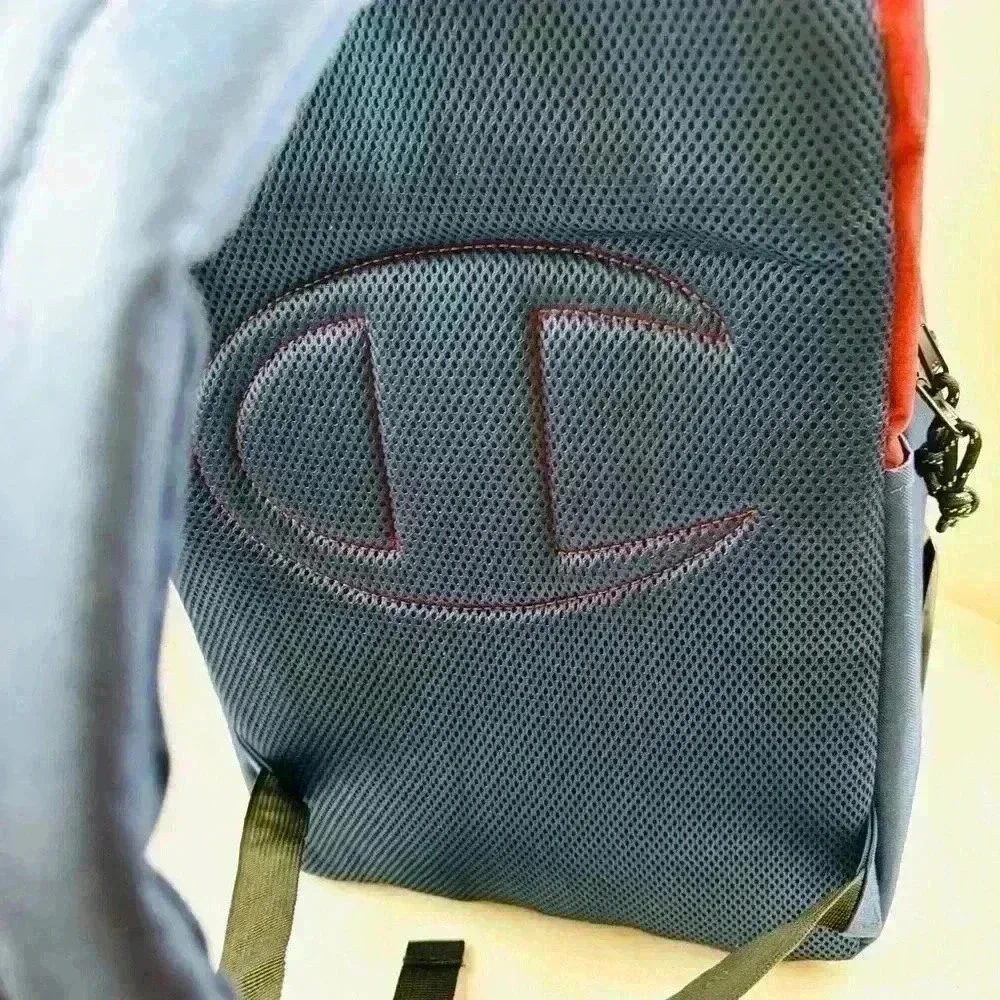 NWT Champion Manuscript Red & Navy Grid Laptop Large Unisex Backpack